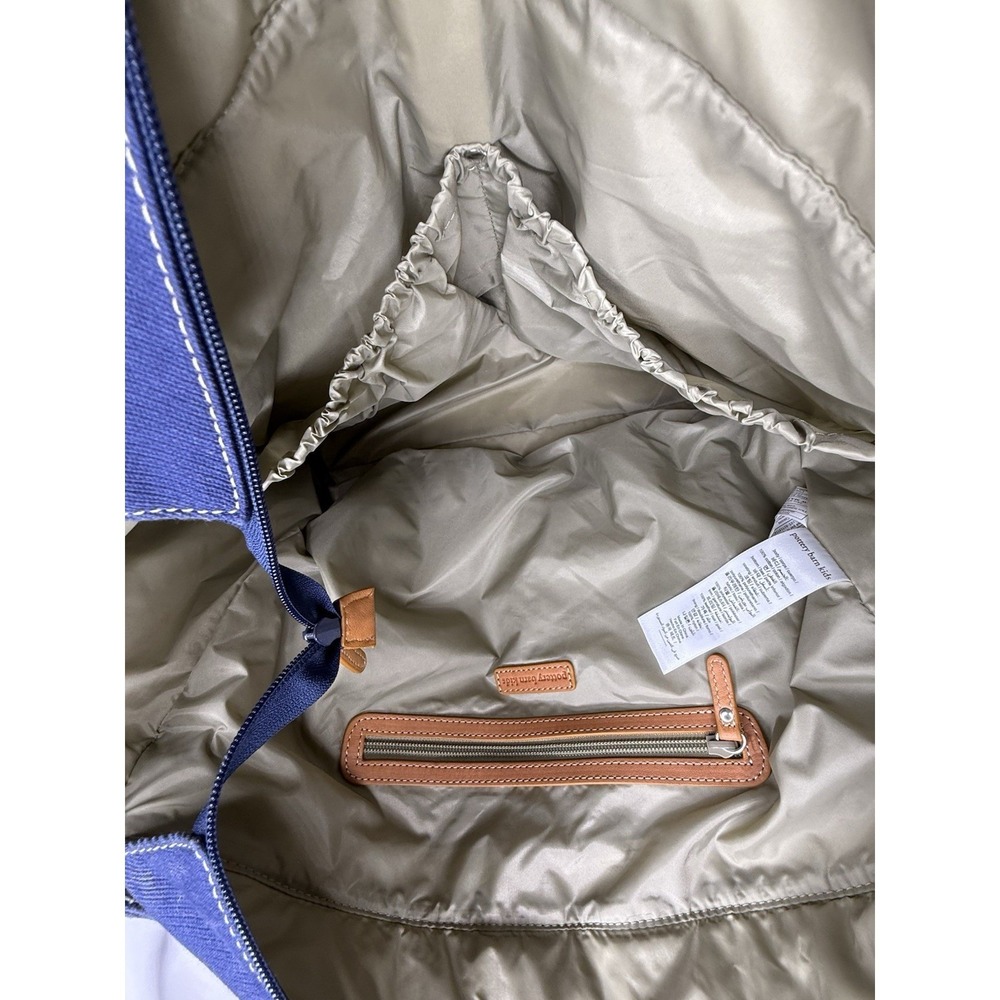 POTTERY BARN KIDS Navy Blue DIAPER BAG Canvas Baby Duffle Tote Leather Classic B - Picture 13 of 15